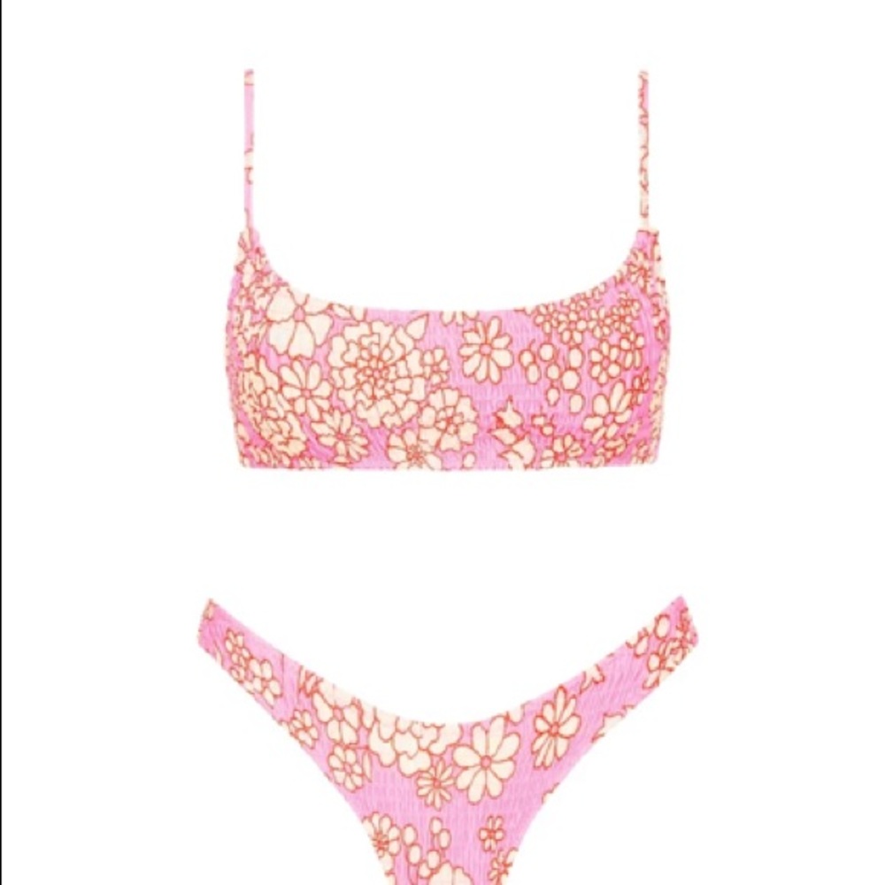 Pink flower triangl bikini